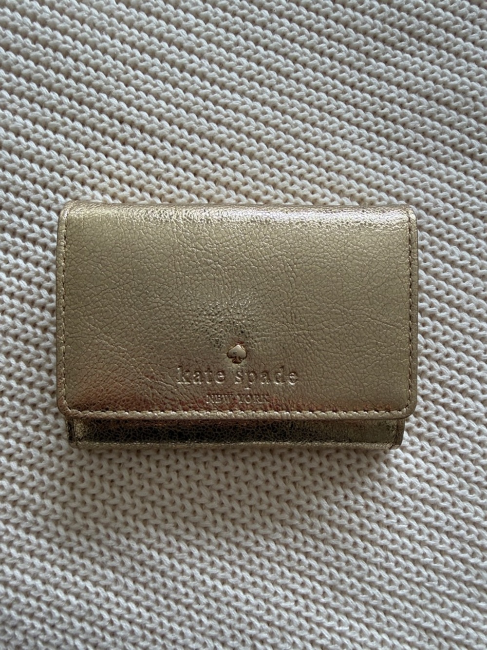 kate spade gold metallic leather card case